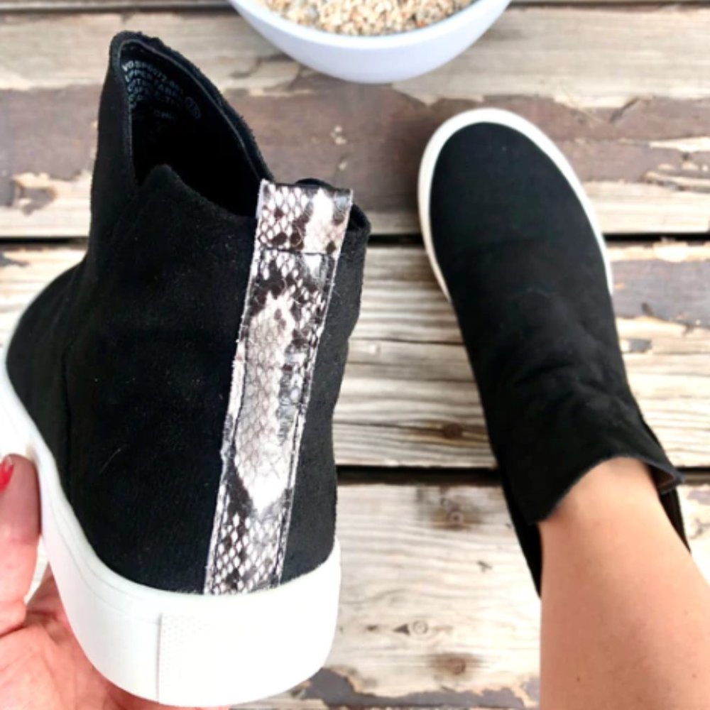 NEW Very G Ladies SZ 7 Black/Animal Print Detail High Top Sneaker Shoes